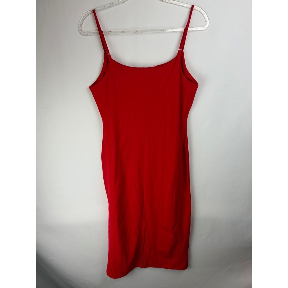 Sultry Red Bodycon Midi Dress Y2K Sexy Sleek Minimalist Chic Night Out Party - Picture 6 of 9